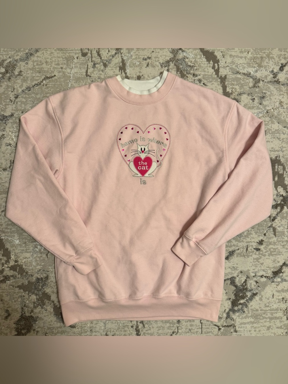 Vintage M& C sportswear Pink Heart Cat Graphic Sweatshirt - Women